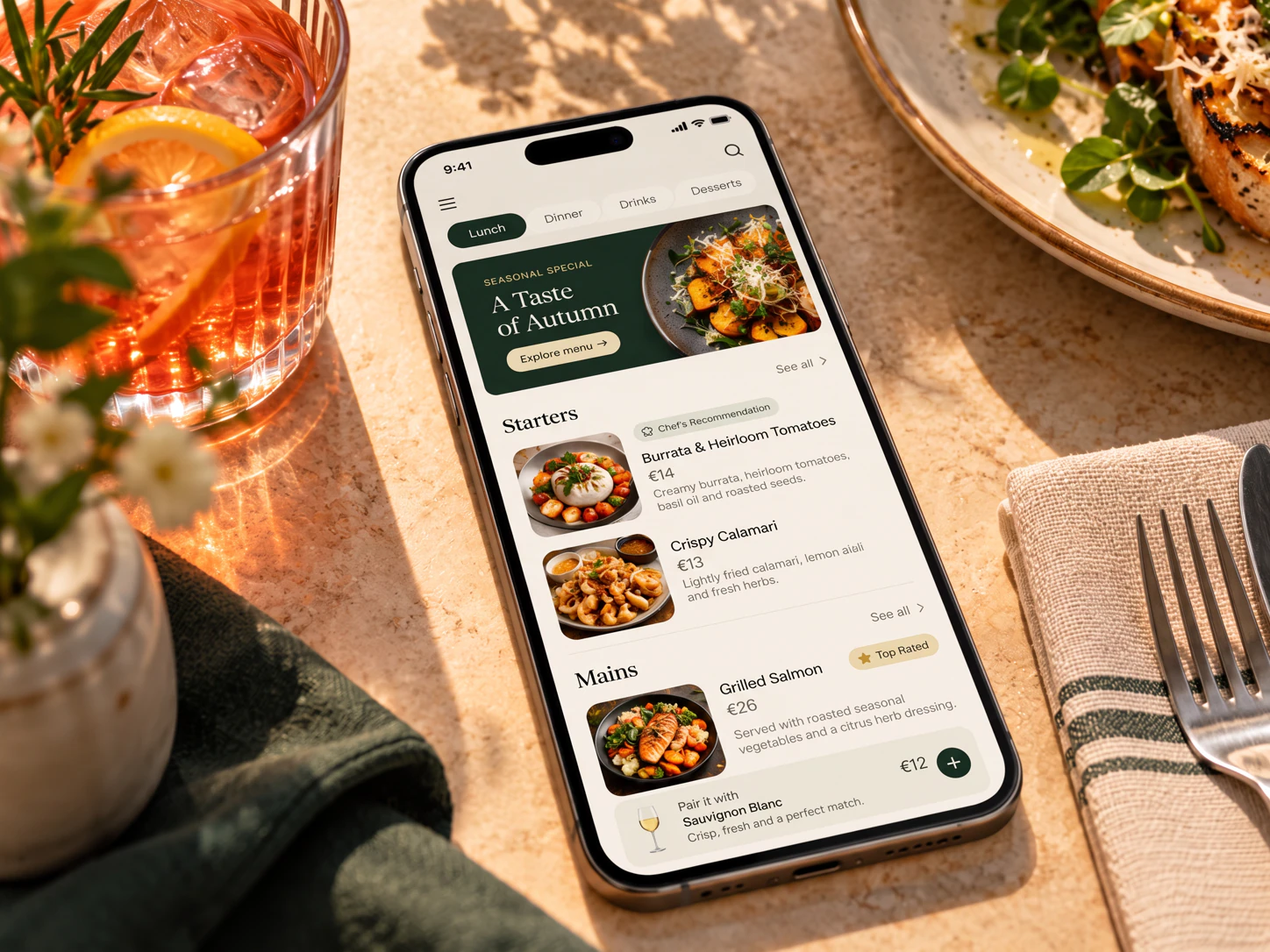 Depnos AI digital menu displayed on a smartphone