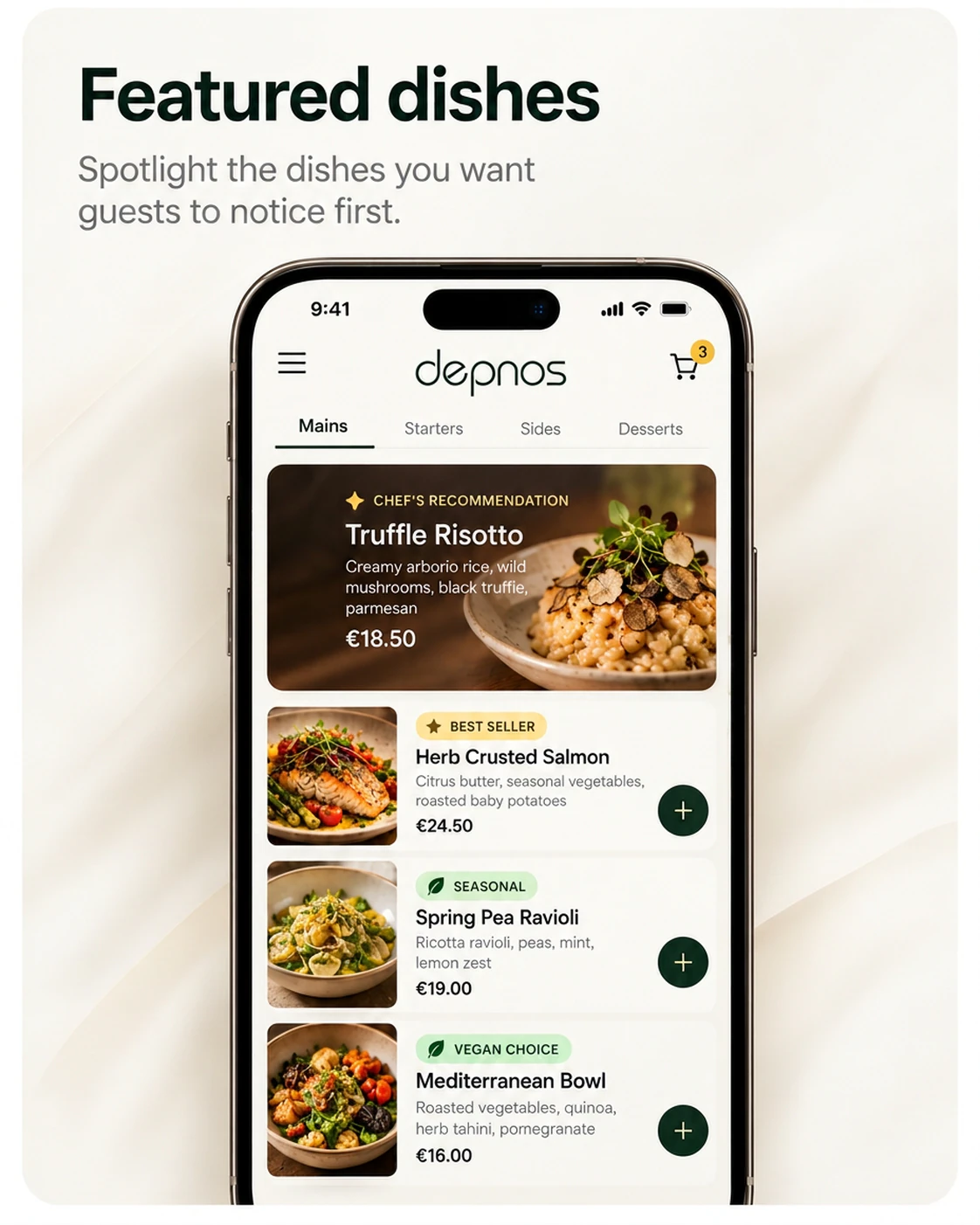 Featured Dishes — Depnos menu