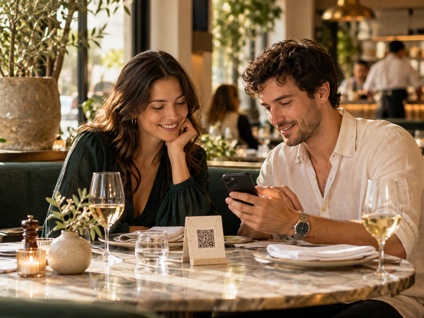 Guests enjoying a restaurant meal